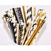 Black and Gold Paper Straws 150 Pieces Birthday Decoration