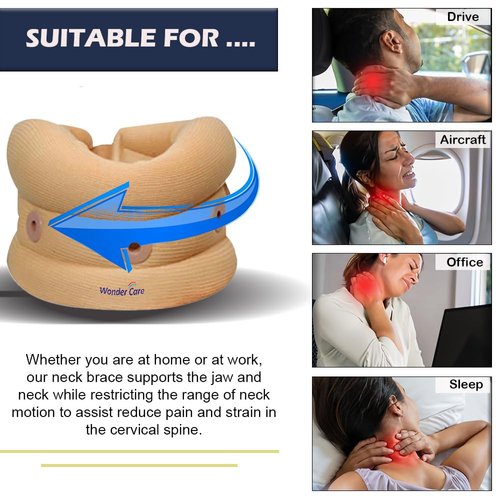 Wonder care Soft Cervical Collar Adjustable Collar Neck Support Brace Neck Support Soft Neck Collar Neck Brace for Neck Pain and Support for Women & Men-Medium