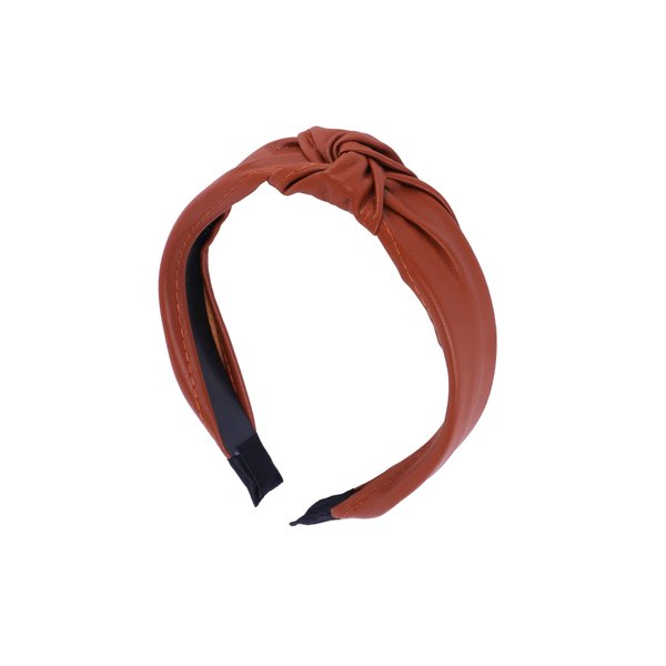 Motique Accessories Vegan Leather Knotted Headband - Camel