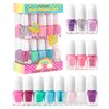 SIMPLE PLEASURES 14 Piece Nail Polish Tower - 14 Assorted Water Based Nail Polish Shades, Gift Set for Girls Ages 7-12, Unicorn Glitter Rainbow