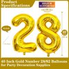 Gold 28 Number Balloons, 40 Inch Giant Number 28 Balloons Foil Mylar Helium Gold Number Balloons for 28th Birthday Party Supplies Anniversary Event Celebration Decorations