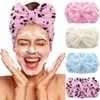 Acenail Spa Headband for Washing Face Makeup Headbands Bow Extra Wide Hairbands Face Wash Head Band Bowknot Skincare Hair Bands Coral Fleece Hairband Shower Facial Head Wraps for Women Girls 4Pcs (A)