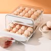 32 Capacity Egg Holder, Egg Storage Drawer, Organizer for Kitchen, Reusable Egg Cartons with Handles, Egg Dispenser for Refrigerator, Clear Egg Container with 2 Layers Stackable