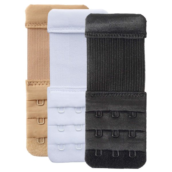 YARBAR Bra Extender 3 Hook Womens Bra Strap Extenders Pack of 3 Soft Comfortable (Assorted, 1/2 inch spacing)