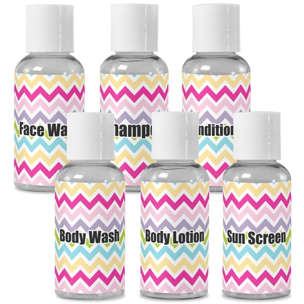 YouCustomizeIt Personalized Colorful Chevron Travel Bottles