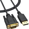 DteeDck DisplayPort to VGA Cable 3Ft, DP Display Port to VGA Adapter Cable Converter Male to Male Braided Cord for Monitor Desktop Laptop Display Projector HDTV