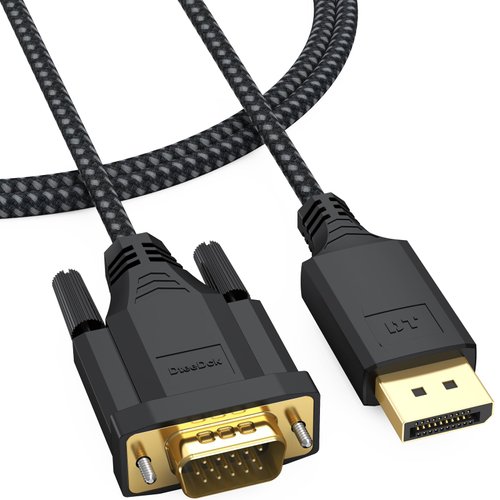 DteeDck DisplayPort to VGA Cable 3Ft, DP Display Port to VGA Adapter Cable Converter Male to Male Braided Cord for Monitor Desktop Laptop Display Projector HDTV