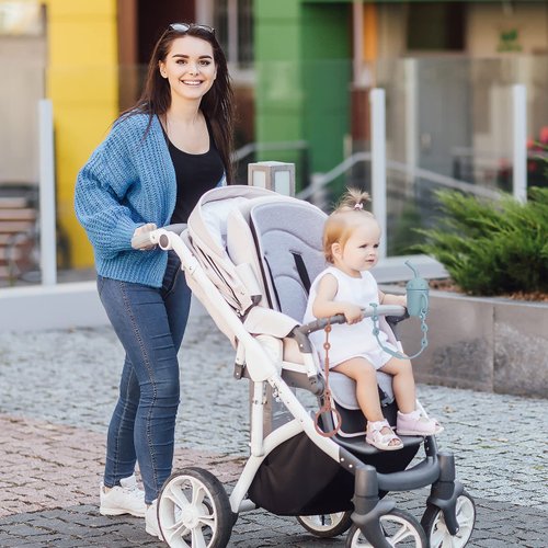 Toy Straps for Baby, Silicone Pacifier Clips Adjustable Stretchable Sippy Cup Straps for Strollers, High Chair, Cribs, Hanging Baskets, Shopping Trolley, Car Seat, Bags (Ether+Sage+Apricot+Muted)