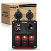 Nilight ３ Gang Rocker Switch Panel with USB Charger and Cigar Lighter 12V 24V Toggle Switch ON Off Rocker Switch Red with Night Glow Stickers for Cars Rvs Trucks,2 Years Warranty