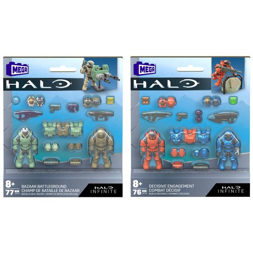 MEGA Halo Infinite Toy Building Sets, Spartan Mission Pack Collection with 2 Poseable Micro Action Figures, Accessories and Display Stand