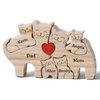 LucySky Personalized Wooden Cat Puzzle with 2-6 Family Names, Personalized Wooden Puzzle, Customized Wooden Decor Gift for Mother's Day, Father's Day, Birthday, Wedding, Anniversary
