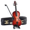 Dselvgvu Wooden Miniature Violin with Stand,Bow and Case Mini Musical Instrument Miniature Dollhouse Model Ornament Home Decoration (5.63"x2.05"x0.75")