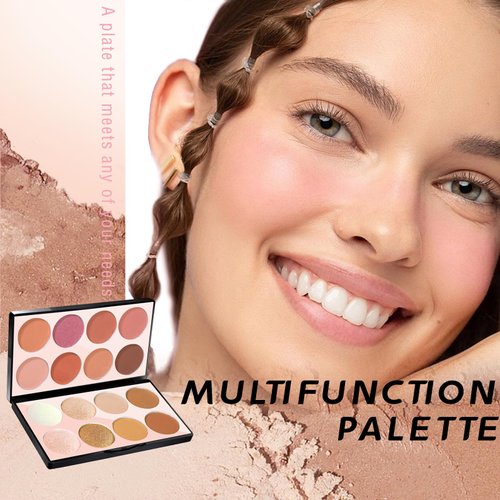 HOSAILY 16 Colors Blush Contour Highlighter Makeup Palette, All-in-One Shimmer Silky Matte Mineral Blush Powder Palette, Face Sculpting Bronzer Blusher Illuminator Palette for a Natural Glowing