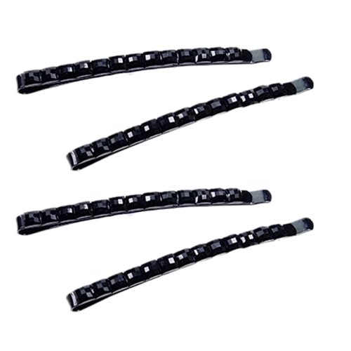 4Pcs Black Rhinestone Barrettes, Shiny Hair Pin, Crystal Diamond Bobby Pin, Hairpin, Sparkly Hair Decoration for Women Clip Bangs Metal Hair Clip Hair Pins Hair Accessories