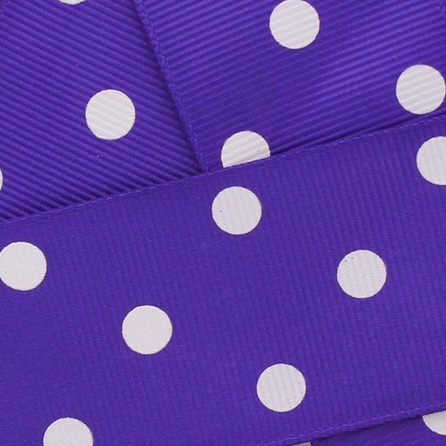 7/8" Grosgrain Ribbon White Dots 470 Regal Purple 100yd