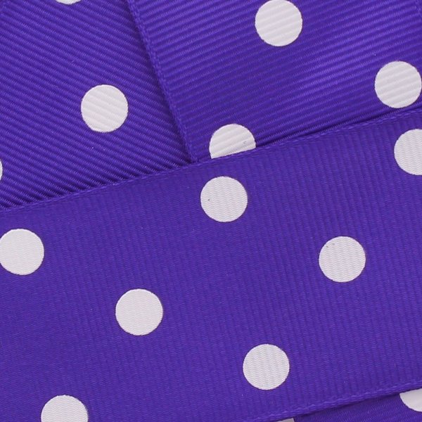 7/8" Grosgrain Ribbon White Dots 470 Regal Purple 100yd