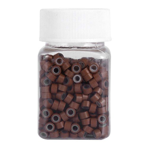 5mm Silicone Lined Micro Rings Links Beads Linkies for I Bonded Tipped Hair Extensions Silicone Micro Link Rings 5mm Lined Beads for Hair Extensions Tool 500Pcs (Light Brown)