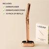 Leaf Shave | The Leaf Dermaplaner Kit, Mercury - All-Metal Facial Razor and Exfoliating Tool for Women; Includes 1x Dermaplaner, 1x Stand, & 12x Refills