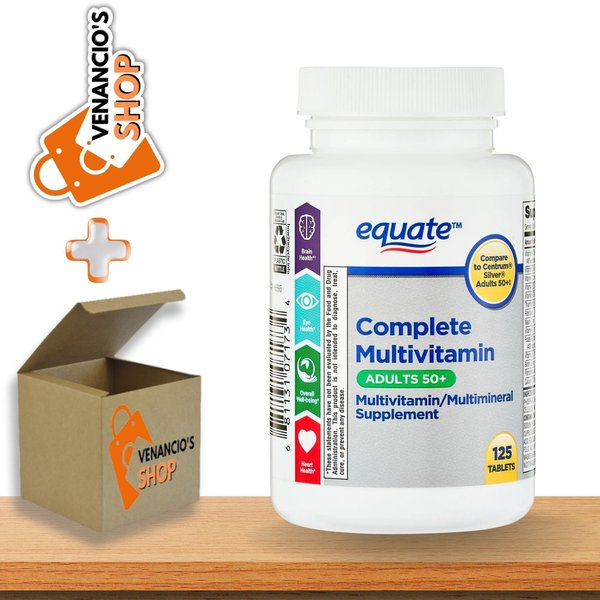 Equate Adult 50+ One Daily Complete Multivitamin Multimineral Supplement Tablets, Healthy Brain* - Compare to Centrum Silver (125 Tablets - Pack of 1)