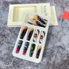 Long Press on Nails Coffin Fake Graffiti Flower Full Cover Glue Eye Stars Moon Acrylic with Rainbow Designs Nail Art Decorations for Women Girls