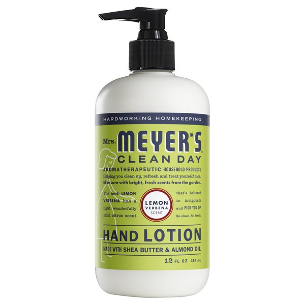 MRS. MEYER'S CLEAN DAY Hand Lotion for Dry Hands, Non-Greasy Moisturizer Made with Essential Oils, Lemon Verbena, 12 oz