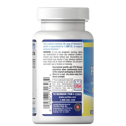 Puritan's Pride Probiotic 10 with Vitamin D, 60 Capsules (Pack of 2)