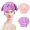 Haomye Bow Microfiber Hair Drying Towel Absorbent Hair Drying Cap Soft Hair Towel Cap Bowknot Drying Towel Cap Quick Dry Hair Turban Anti Frizz Shower Cap for Women and Girls 2Pcs