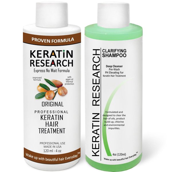 Brazilian Keratin Hair Treatment Straightening Complex Blowout 2x 120ml LONG Lasting Keratin Treatment with Argan Oil Straightening Smoothing Professional Results Keratina Keratin Research