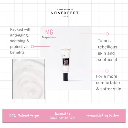 Novexpert Velvety Hydro-Biotic Fluid - Light Textured Face Cream - Fast-Absorbing, Soothing Sensation - Smooth, Hydrated And Supple Skin - Hypoallergenic - Vegan - Normal To Combination Skin - 1 Oz