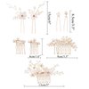 inSowni 26 Pack Gold Flower Pearl Wedding Bridal Hair Side Combs+U Shaped Hair Pins Clips Decorative Barrettes Rhinestone Crystal Accessories Headpieces for Women Girls Brides Bridesmaids
