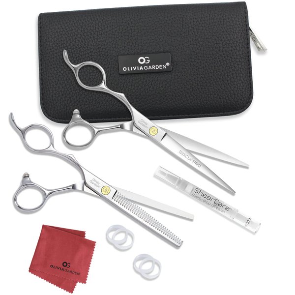 Olivia Garden SilkCutPro LEFT HANDED Shear and Thinner Zipper case deal (6.5" LEFT HANDED contains: SKP-650LH, SKP-T635LH)