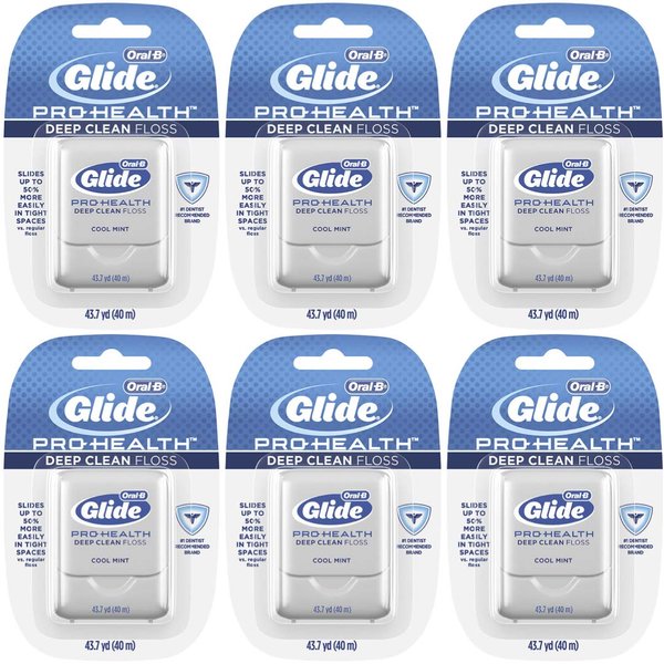 Oral-B Glide Pro-Health Deep Clean Cool Mint Flavor Floss 40 M (Pack of 6)