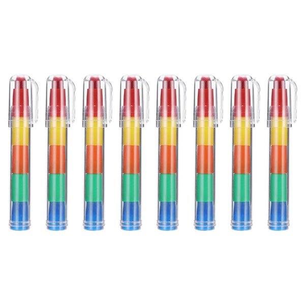 PATIKIL Stacking Crayons, 8 Pack 5 Colors Stackable Buildable Round Drawing Crayons for Home Office Party Art Craft Supplies Drawing Learning