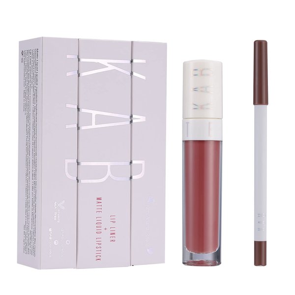 KAB Cosmetics Lip Liner & Lip Gloss Set – Creamy, Long-Lasting Lip Oil Duo (Flirty)
