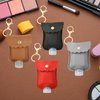 Pcmursal 4 Pack Hand Sanitizer Empty Bottles Travel Holder Bottle Cute Portable PU Leather Hand Sanitizer Keychain Leakproof for Traveling Shampoo Lotion