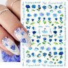 Flower Nail Art Stickers Decals 6Sheets Spring Rose 3D Self-Adhesive Nail Stickers Flowers Rose Butterfly Design Nail Decals for Nail Art Women Girls Acrylic Nails Decorations DIY Nail Art Supplies