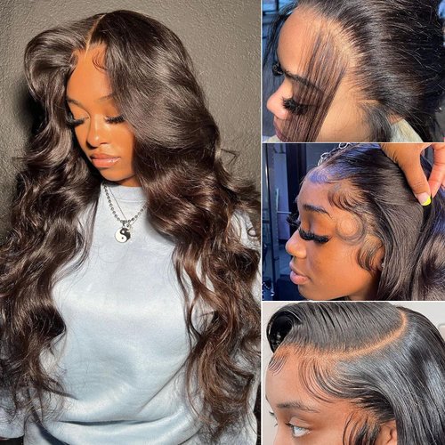 ALIACHOOS 30 Inch Lace Front Wigs Human Hair Pre Plucked with Baby Hair Body Wave 13x4 Transparent Lace Frontal Wigs for Black Women Glueless Lace Front Body Wave Wig Human Hair 180 density