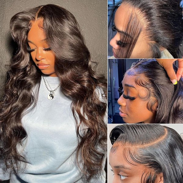 ALIACHOOS 30 Inch Lace Front Wigs Human Hair Pre Plucked with Baby Hair Body Wave 13x4 Transparent Lace Frontal Wigs for Black Women Glueless Lace Front Body Wave Wig Human Hair 180 density
