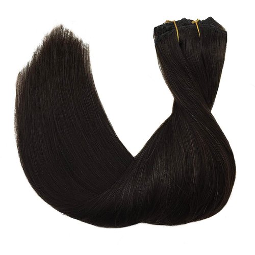 GOO GOO Clip in Hair Extensions Real Human Hair, 24inch 120g 7Pcs, 2 Dark Brown, Remy Human Hair Extensions Clip ins for Women, Natural Human Hair