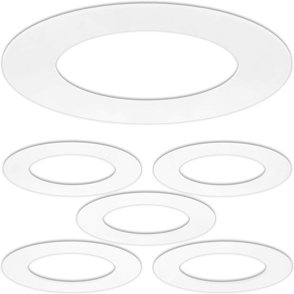 5 Pack Gloss White Goof Trim Ring for 4" Inch Recessed Can Lighting Down Light, Outer Diameter 6.7 Inches, Inner Diameter 4.2 Inches