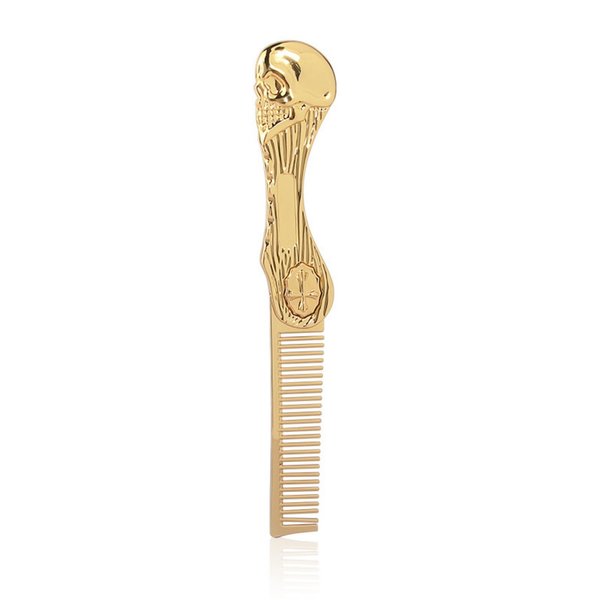 Foldable Hairstyling Brush Zinc Alloy Prevent Static Pocket Mini Men Oil Hair Comb Hairdressing Comb Portable Suitable for Home Hair Salon or Travel(Gold)
