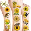 100PCS Yellow Sunflower Temporary Tattoos Stickers Theme Garden Birthday Party Decorations Favors Supplies Spring Summer Sun Sunshine Flower Tattoo Sticker Gifts For Boys Girls School Prizes Carnival