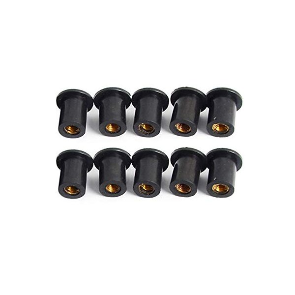 Motobiker 10PCS M5 Well Nuts Fairing Fasteners Windshield Motorcycle Accessories Screws Rubber and Steel Parts Windscreen Nuts Compatible with Suzuki Honda Yamaha Kawasaki 90111-kw3-003