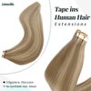 Ash Blonde Balayage Human Hair Extensions Tape in 14 Inch 50g 20pcs Seamless Straight Real Human Hair Tape ins Ash Blonde Mixed Platinum Blonde Highlights Hair Extensions for White Women