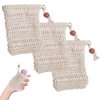 Wozoohyi Soap Bags for Soap Bars 3Pcs Soap Savers for Bar Soap,Natural Sisal Fiber Soap Bag for Foaming and Drying The Soap Bars,Beige Bar Soap Pouch for Massage, Peeling (3)