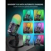 MRSDY Gaming Microphone, USB Computer Microphone for PC, Mac, PS4/5, Condenser Podcast Mic for Studio Recording, YouTube, Streaming, with Headphone Jack, Led Light, Mute, Gain, Noise Cancellation