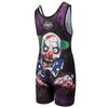 KO Sports Gear - Unisex Wrestling Singlet (Zombie Clown, Youth X-Small)