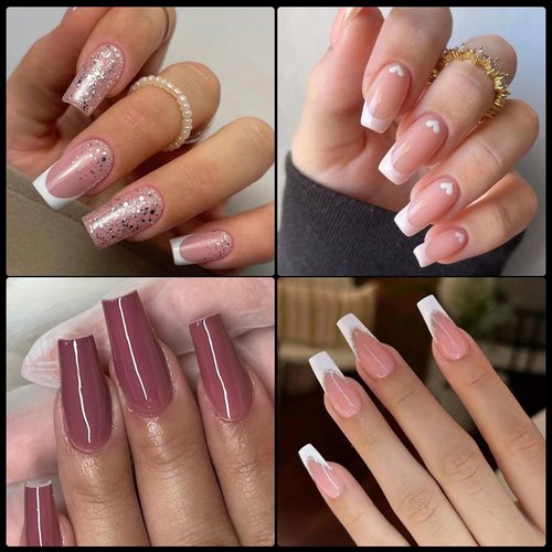 AddFavor 600pcs Square Nail Tips, Medium Square Gel X Nail Tips Clear Fake Nails Full Cover Acrylic Nail Tips for Extension Nail Manicure Salon Home DIY