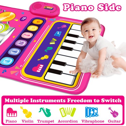 Toys for 1 Year Old Girl Gifts: Baby Piano Mat Toddler Toys Age 1-2 - 2 in 1 Piano Drum Babies Music Mat - Infant Musical Toy 12-18 Months Babies Birthday Easter Gifts for 1 2 3 Year Old Boys Girls