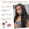 Quick Wig Curly Lace Front Wigs Long Loose Deep Wigs HD Lace Black Synthetic Curly Wig Middle Part Deep Wave Wig for Women Crimps Curls Wigs for Daily Party Use